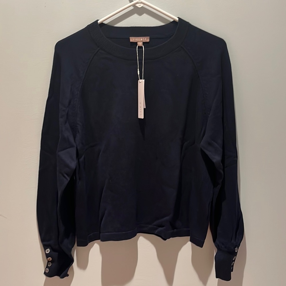 NWT LILLA P boatneck cotton blend sweater Size M
